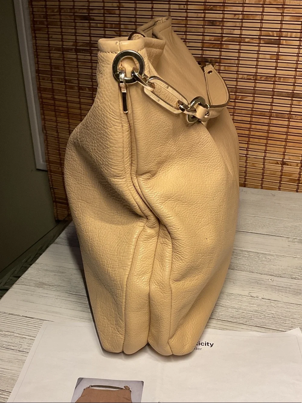 2013 27858 COACH MADISON PEBBLED LEATHER HOBO PURSE HANDBAG In TAN